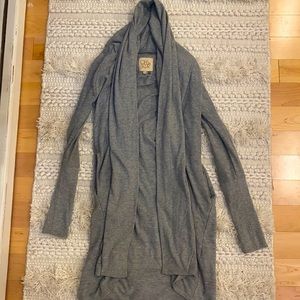 Chaser, long gray cardigan, pockets, XS
